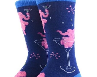 Pink Elephant Socks | Elephant Socks | Elephant Gifts | Retro Style | Cocktail Socks | Retro | Pink Elephant | Elephant