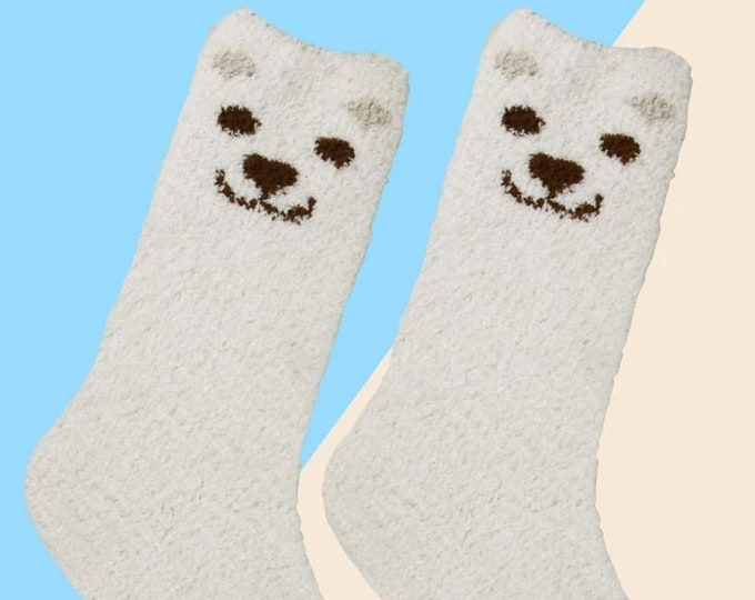 Furry Polar Bear Socks, Polar Bear, Polar Bear Gift, Arctic Animal
