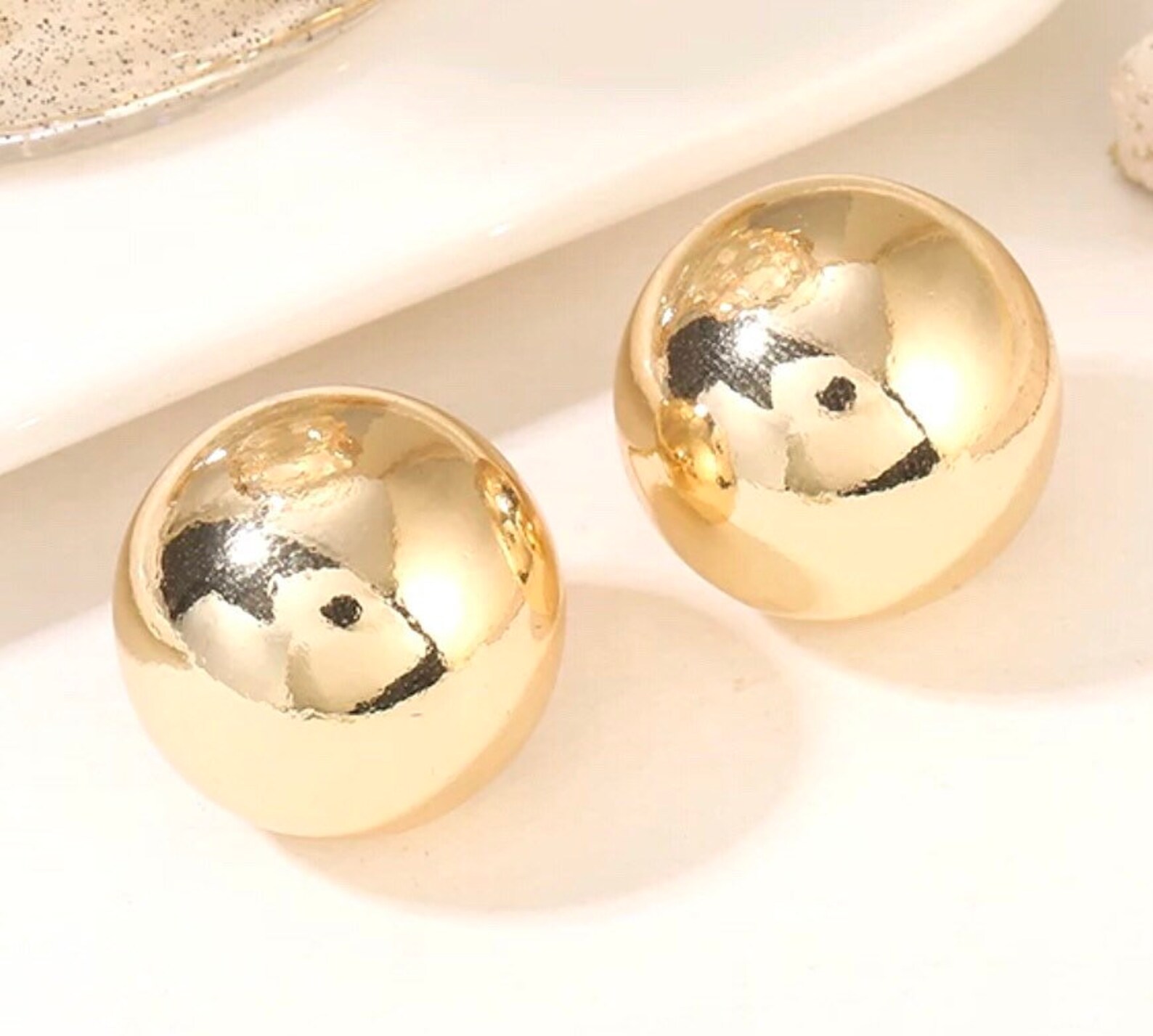 Big gold ball earrings Clearance