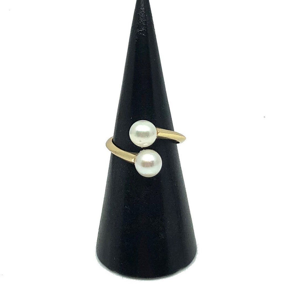 18KGP Sterling Silver Double Pearl Ring 7mm White Pearl Ring Etsy