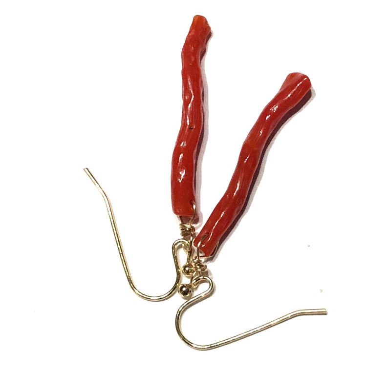 Coral Earrings Coral Jewelry Natural Red Italian Coral Earrings Gold Coral Earrings Coral Branch Earrings Red Coral Earrings Gold