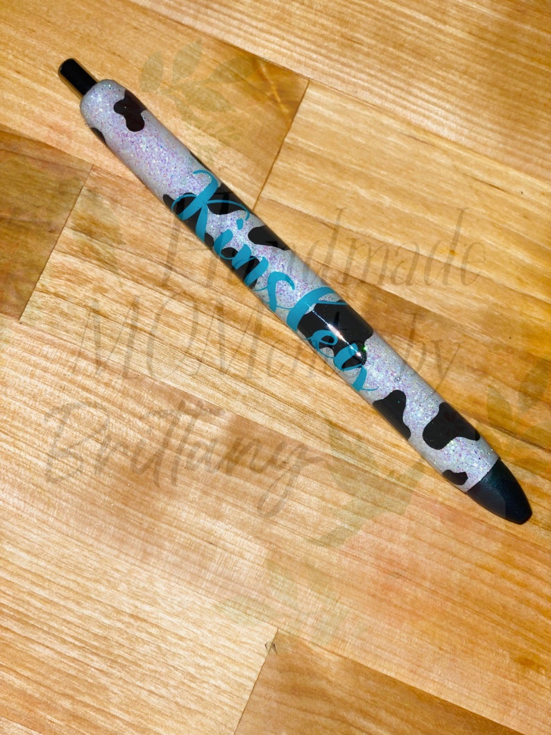 Cow Print Cow Glitter Pen Gel Pen Sparkly Pen Custom Etsy