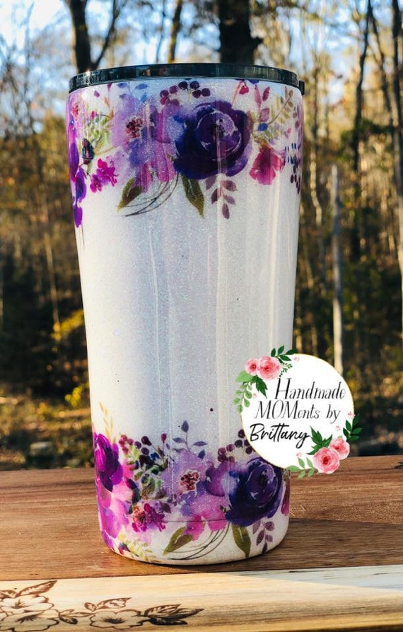 Purple Flowers, Floral Wrap, Floral Tumbler, Purple, Monogram