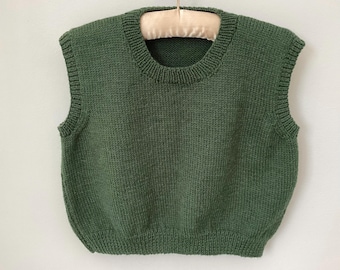 Hand knitted alpaca and wool sleeveless jumper. 10/12