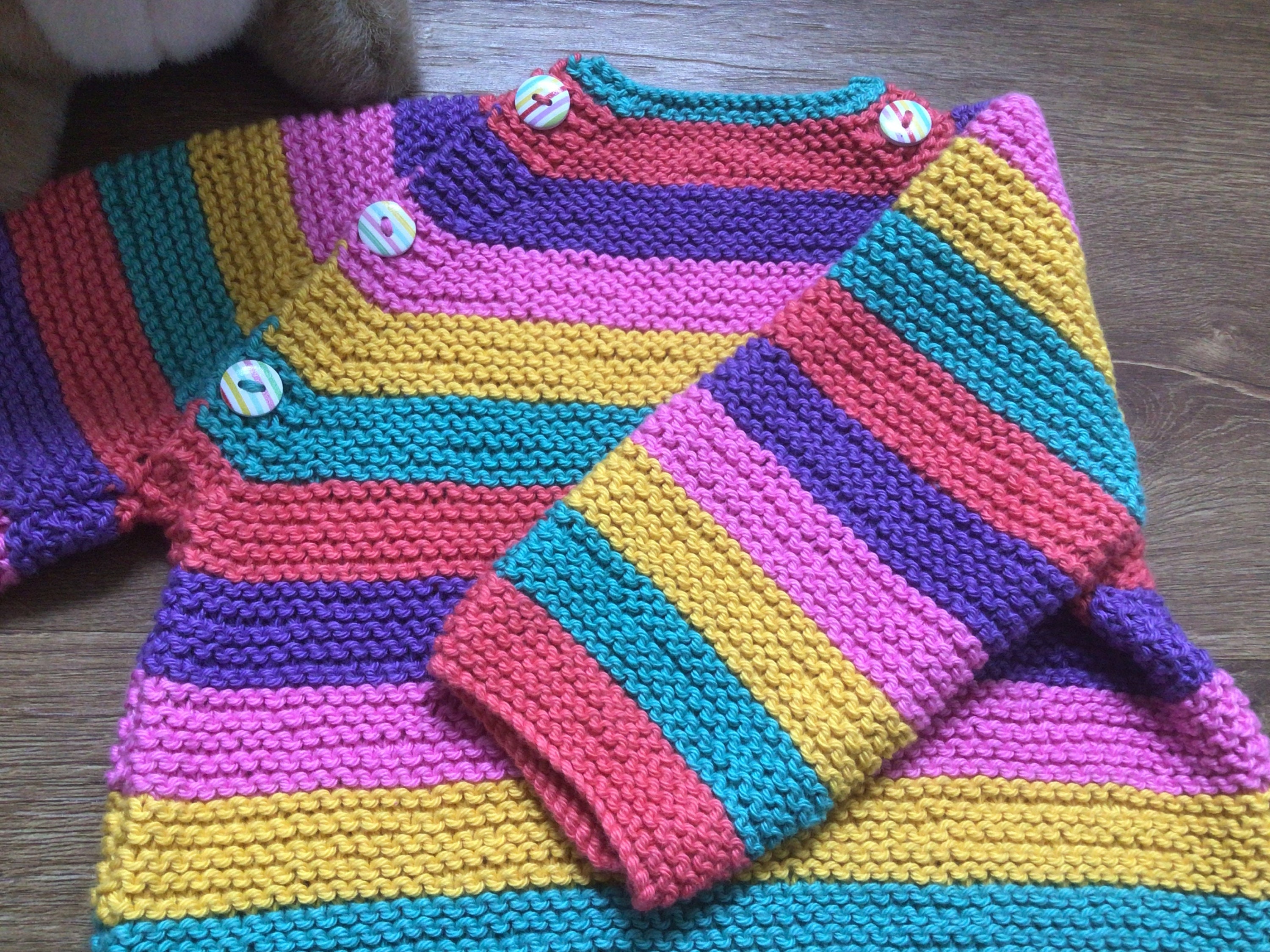 Beautiful hand knitted rainbow baby jumperage 1 yr approx Etsy