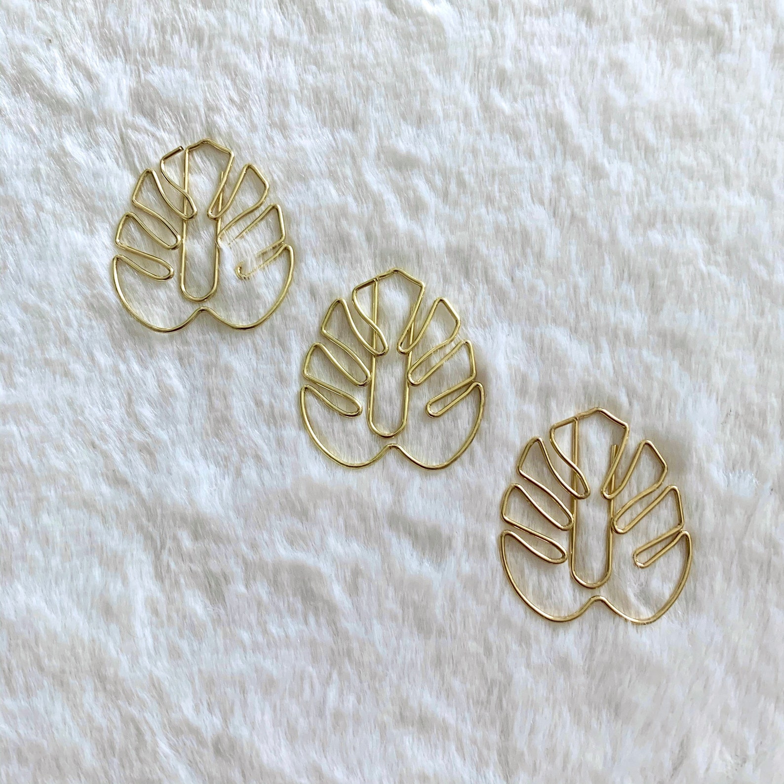 Gold Monstera Leaf Paper Clips Gold Tropical Leaf Paper Etsy