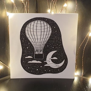 Postal “Fantasmas en un globo aerostático”