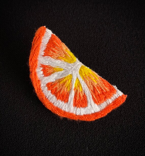 Realistic orange slice embroidery pin 5.5cm Etsy
