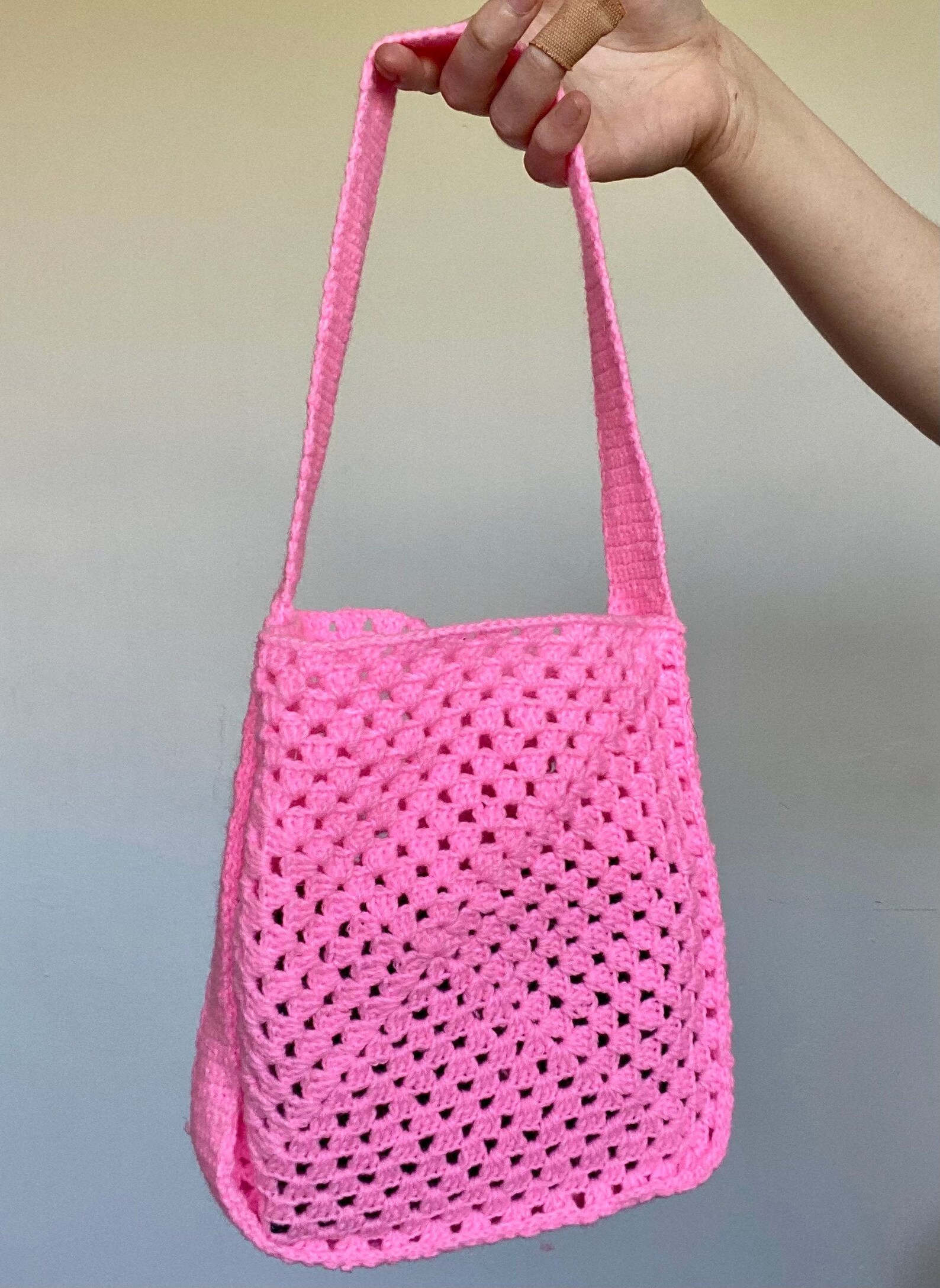 Pink Crochet Bag Handmade Cottage Core - Etsy