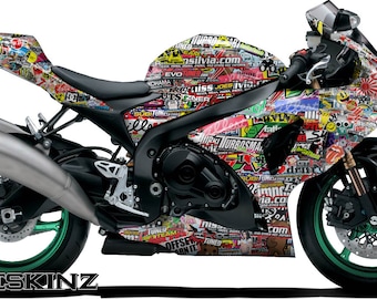 Sticker Bomb Motorcycle Vinyl Wrap