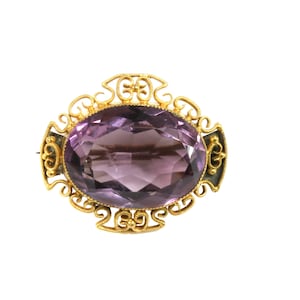 Victorian Gold Amethyst Brooch