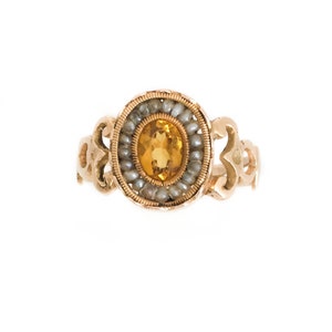 18th Century Citrine, Gold and Pearls Ring