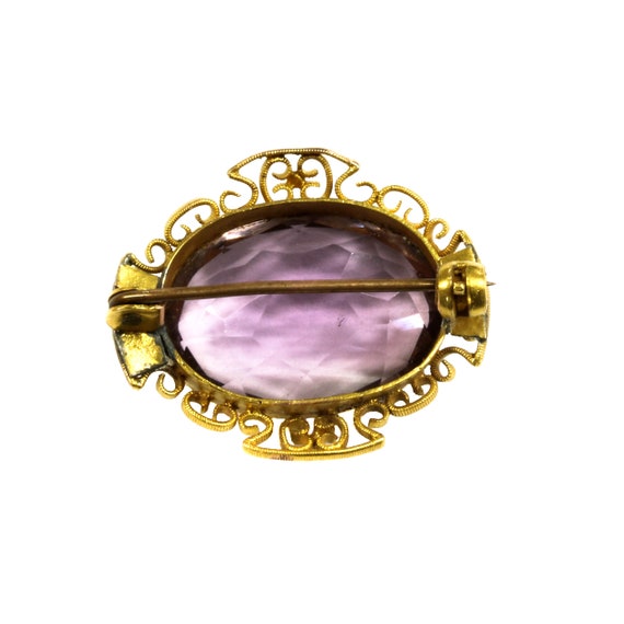 Broche Victorienne Aiguille En Argent Et Améthyste - XIXe Siècle, Angleterre, Longueur 9 Cm