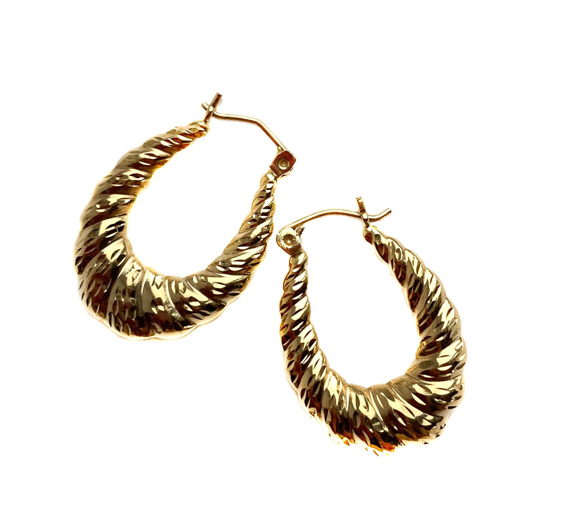 Vintage Gold Hoop Earrings Etsy