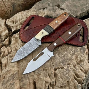 Handmade Cowboy Hunting Knife, Bushcraft Camping Bull Cutter Knife with Cross-Draw Sheath