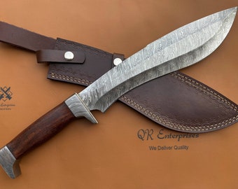 18" Custom Handmade Damascus Steel Bowie knife, Musso Bowie, Machete, Survival ,Hunting knife Personalized gift.