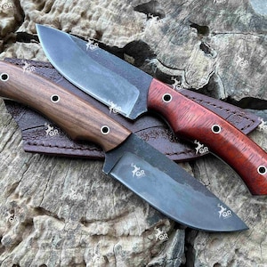 Handmade D2 Steel Hunting Knife: Rosewood Handle, Full Tang Bushcraft Skinner