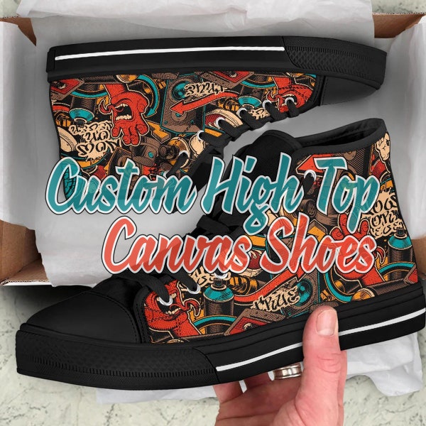 Custom High Top Canvas Shoes, Personalized Sneakers, Print Footwear, Design Your Own Shoes, Bulk Orders Shoes, Shoes with Logo