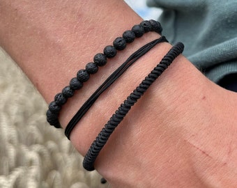 Armbänder-Sets mit Perlen, Schnur und Glücksknoten-Armband, Schwarz/Rot/Weiß-Varianten, für Mann/Frau