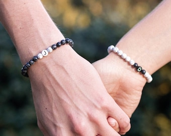 Bracelet partenaire, personnalisable avec la lettre de votre choix, bracelets pour couple, bijoux pour homme femme