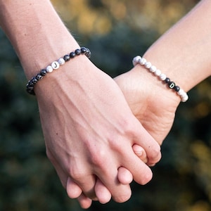 Pulsera de Pareja, Personalizable con la letra deseada, Pulseras para parejas, Joyas para hombre mujer