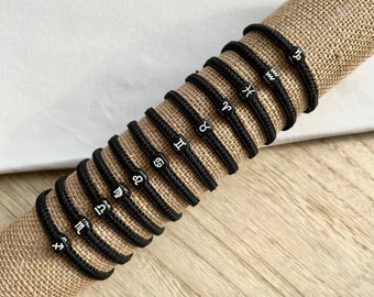 Bracelet en macramé avec perle du zodiaque, variantes pour homme, femme et enfant