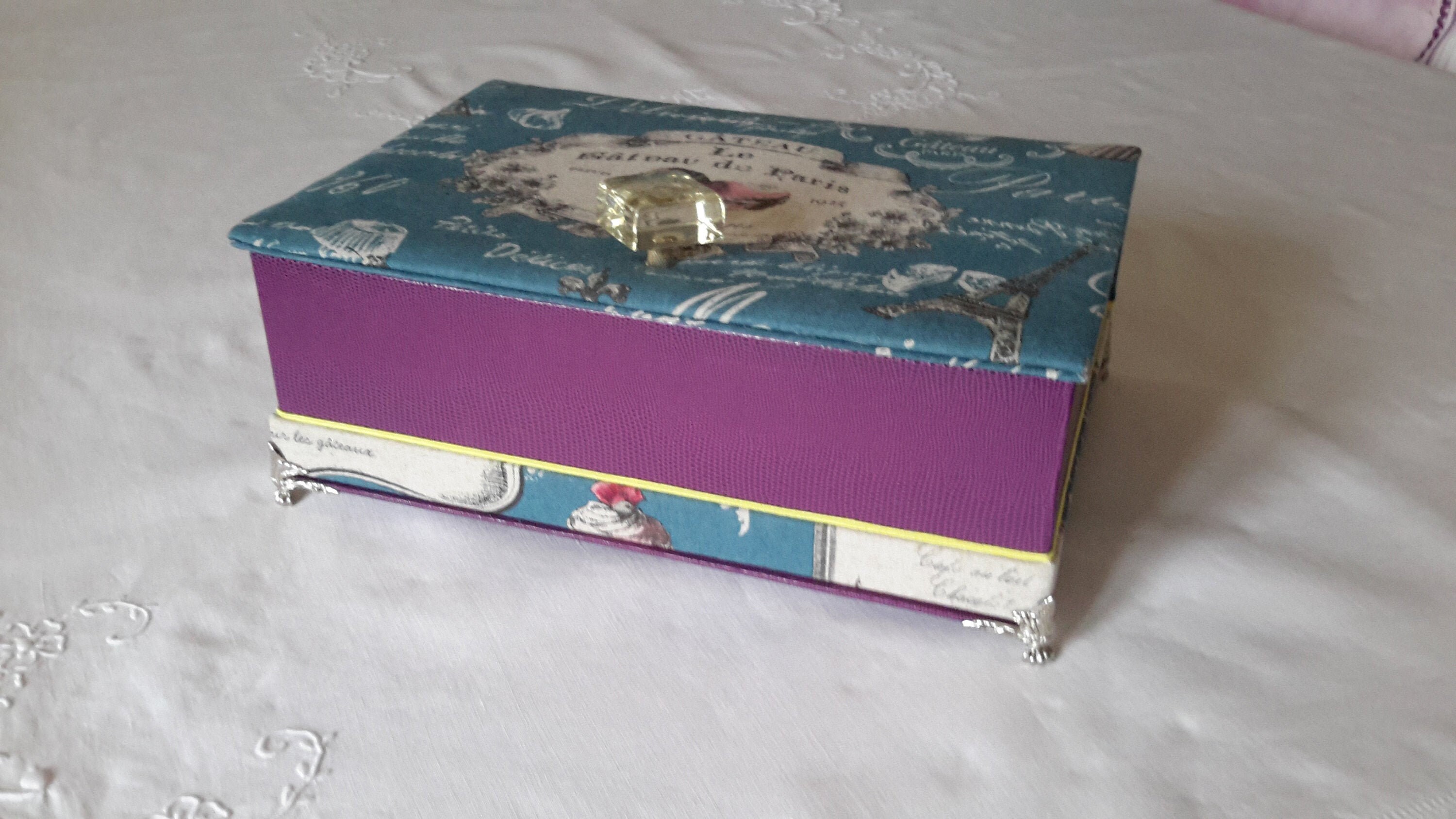 Coffret Décoratif Pour Rangement Dosettes Café, Thé, Couture.. Recouvert de Tissu Yuwa , Skivertex P