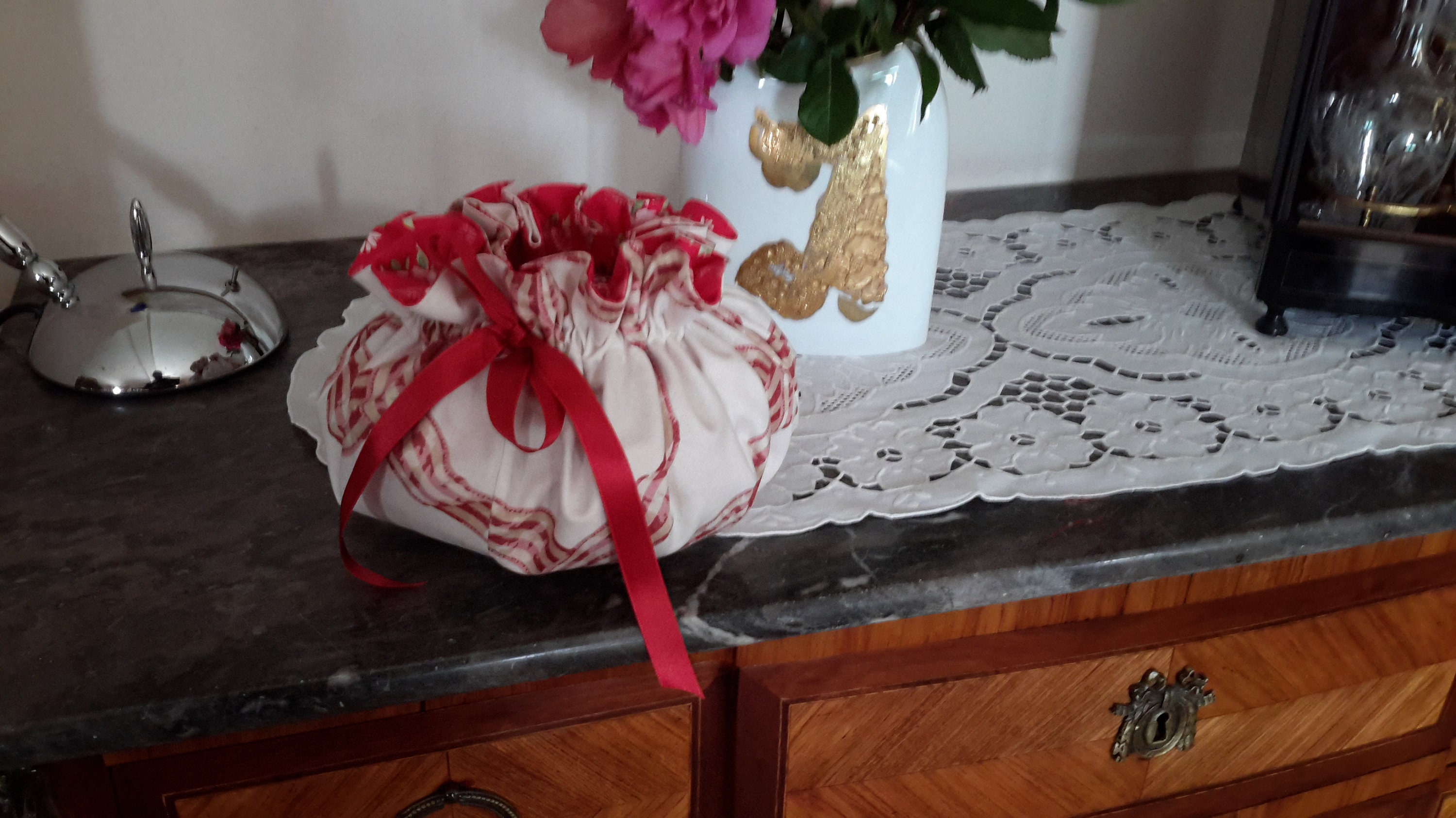 Sachet Senteur à La Lavande Aumonière Pouvant Servir de Trousse Maquillage , Bijoux Cousu avec Un Co