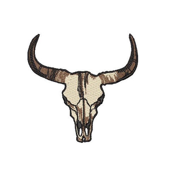 Embroidery Design: Bison Skull 3 Sizes