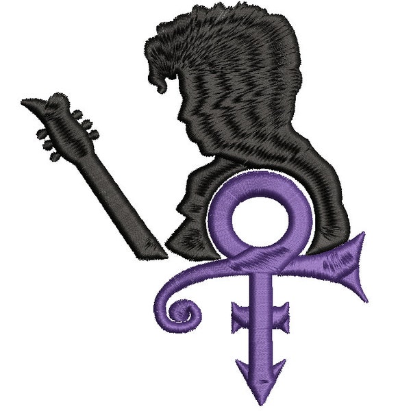 Embroidery Design: Prince Silhouette, Symbol, Guitar