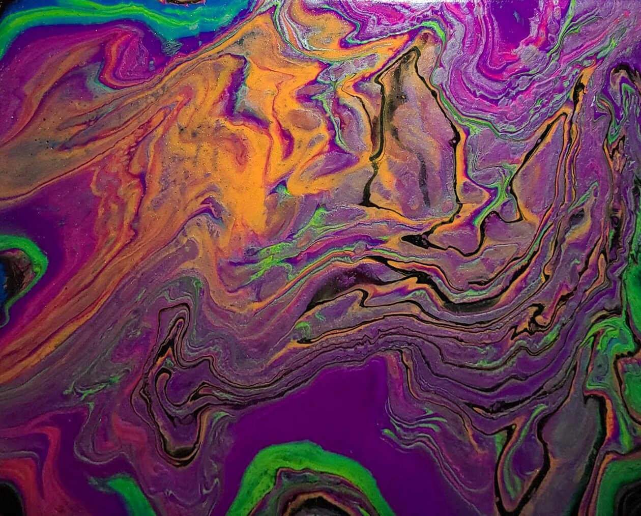 Black Light Acrylic Pour Painting | Etsy