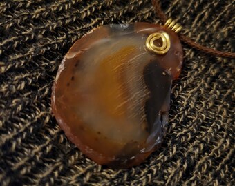 Wire wrapped brown agate necklace