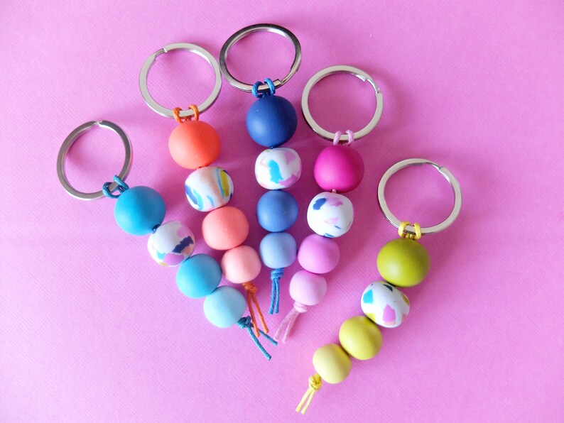 Ombre funfetti keychain handmade polymer clay bead keyring Etsy