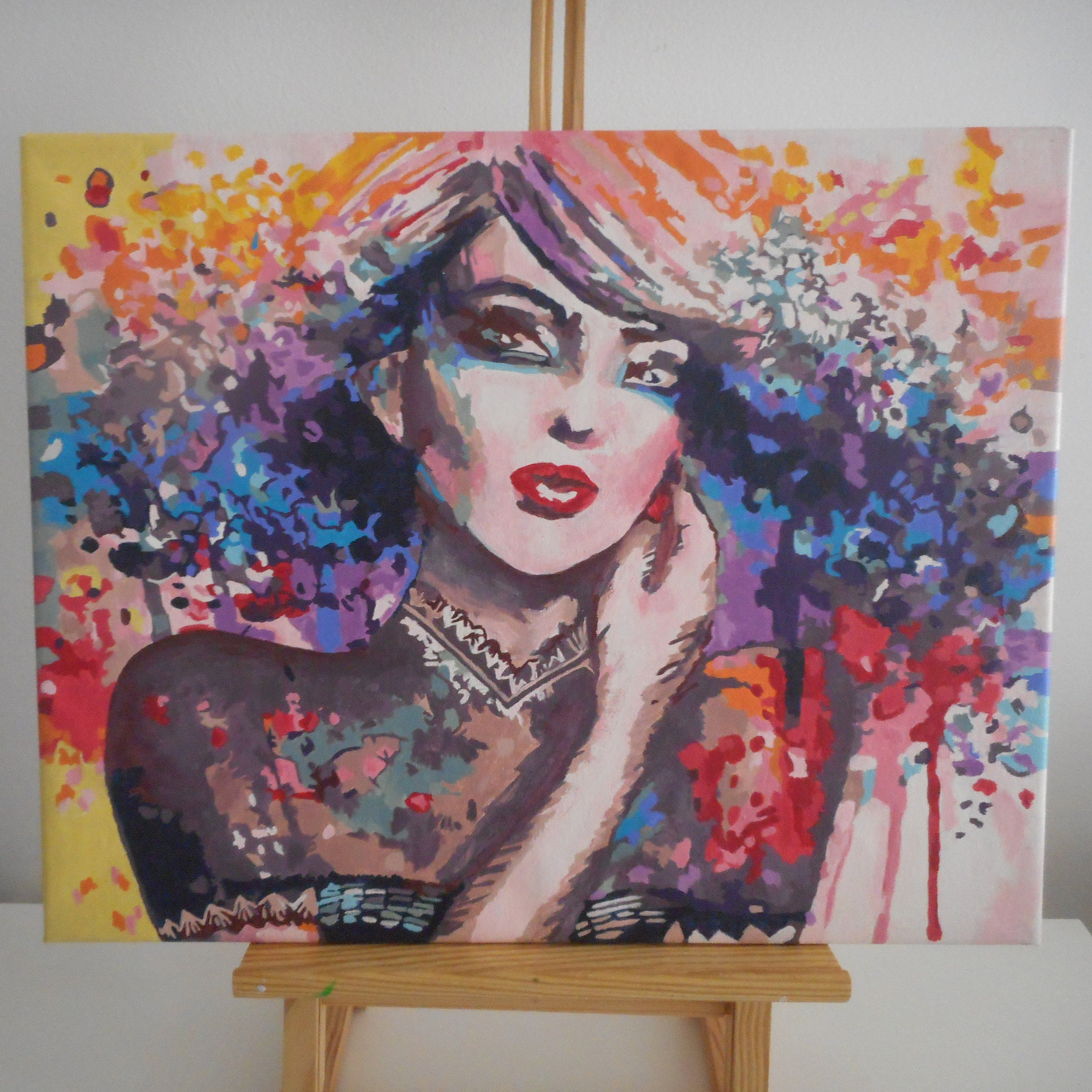 Tableau femme peinture multicolore • Tabloide