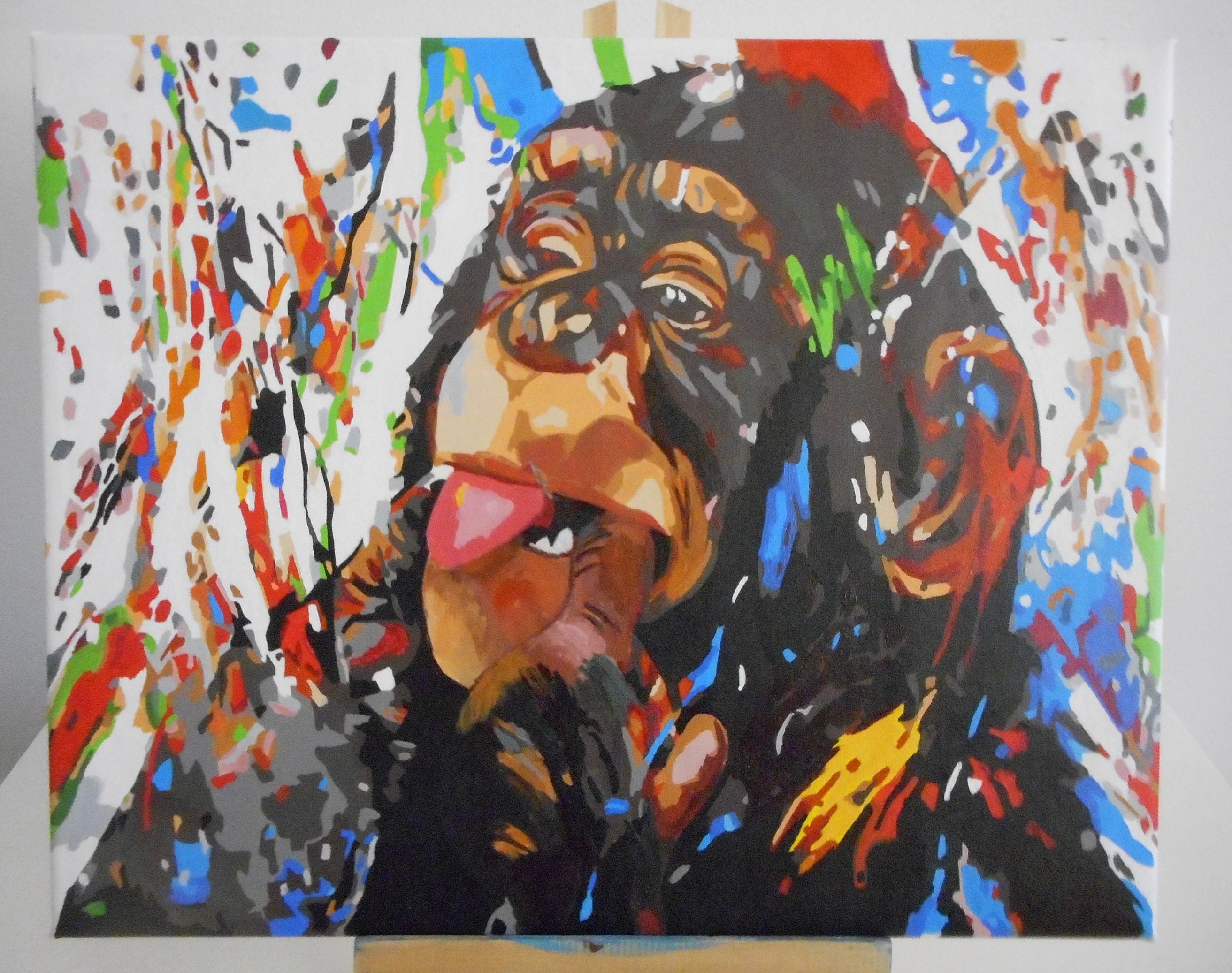 Tableau Singe Style Pop Art, , Tableau Acrylique, Toile de Lin, Décoration Murale, d'un Singe, 40 cm
