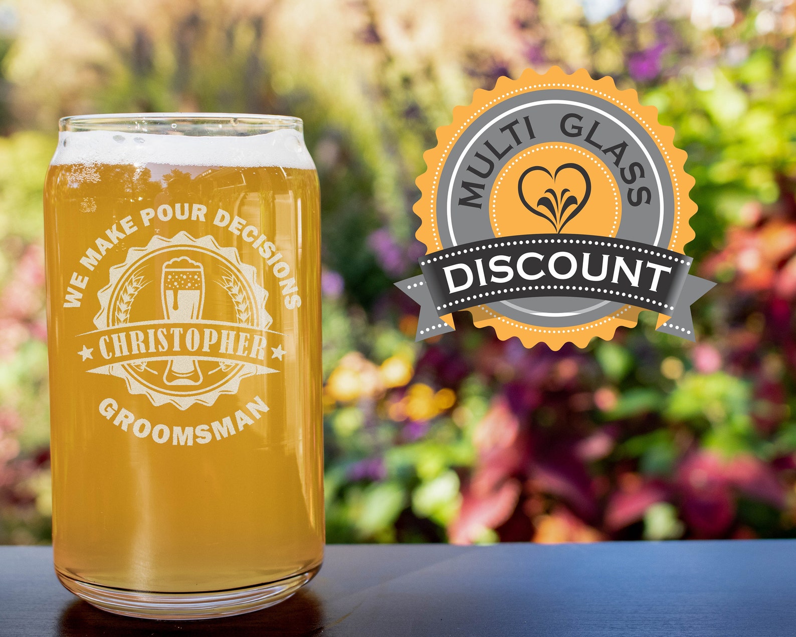 Custom Groomsman Beer Can Glasses Laser Engraved Glass Etsy