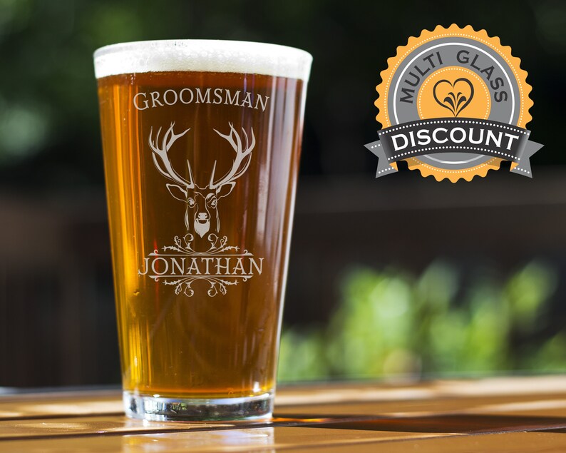Custom Stag Wedding Beer Glasses Deer Hunting Pint Glass Etsy