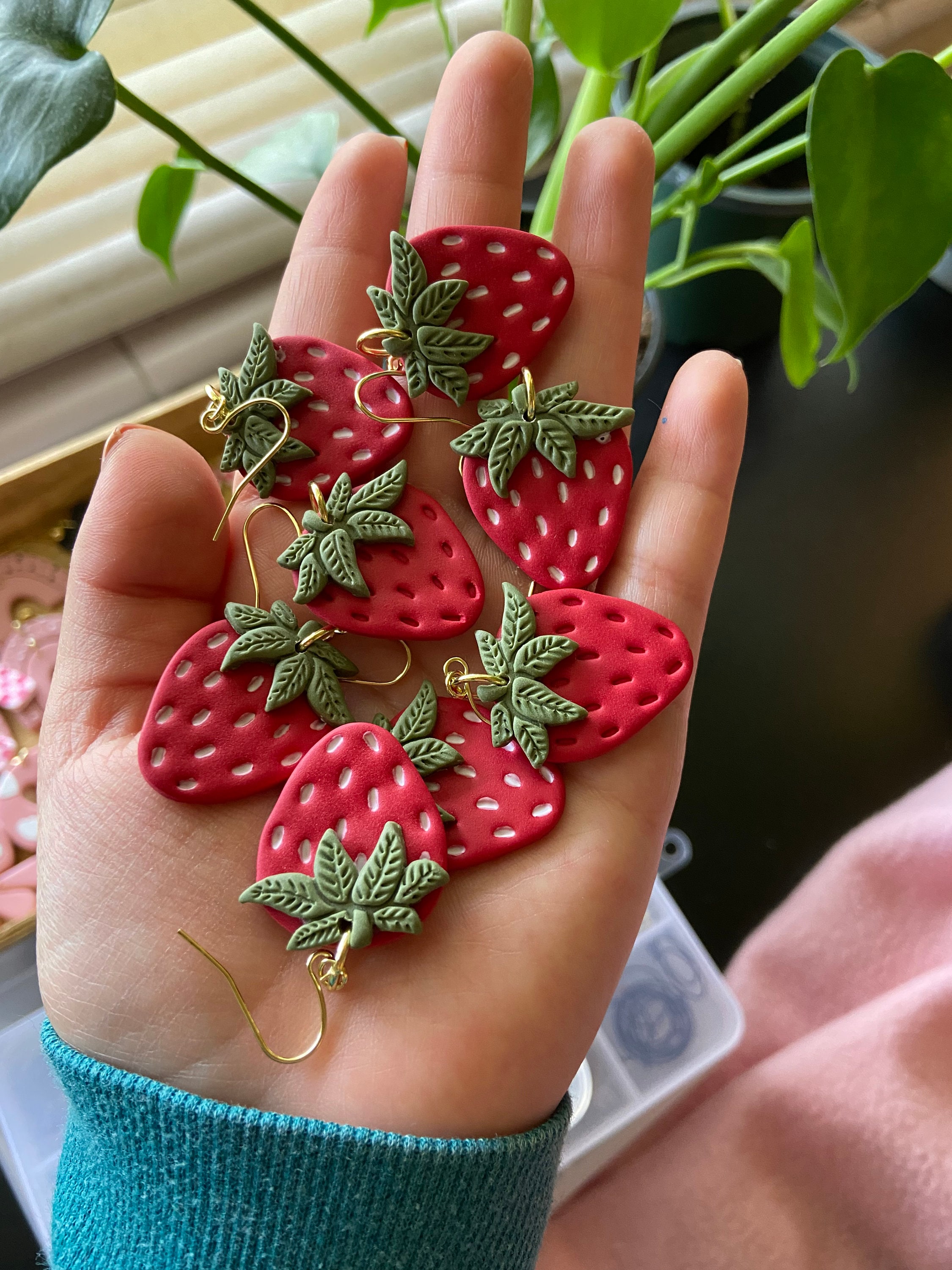 Strawberry polymer on sale clay earrings