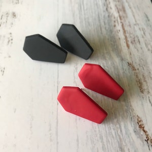 Hex Coffin Earrings - Studs - Pair