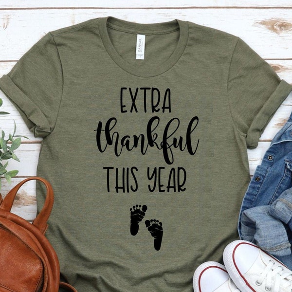 Thanksgiving Maternity SVG File, Extra Thankful This Year SVG Cutting File Designs, Pregnancy Announcement Cricut File, Silhouette Cut File