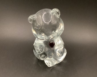 Fenton Glass Birthday Bear February Purple Heart