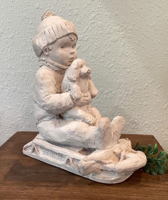 Vintage Austin Productions Bright Eyes Boy Dog and Sled