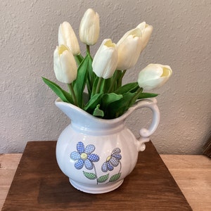 Vintage McCoy pitcher with Blue Flowers