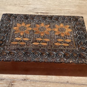 Vintage Carved Wooden Box Made in Poland