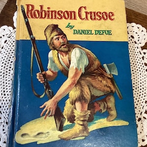 Vintage Book Robinson Crusoe by Daniel Defoe 1955