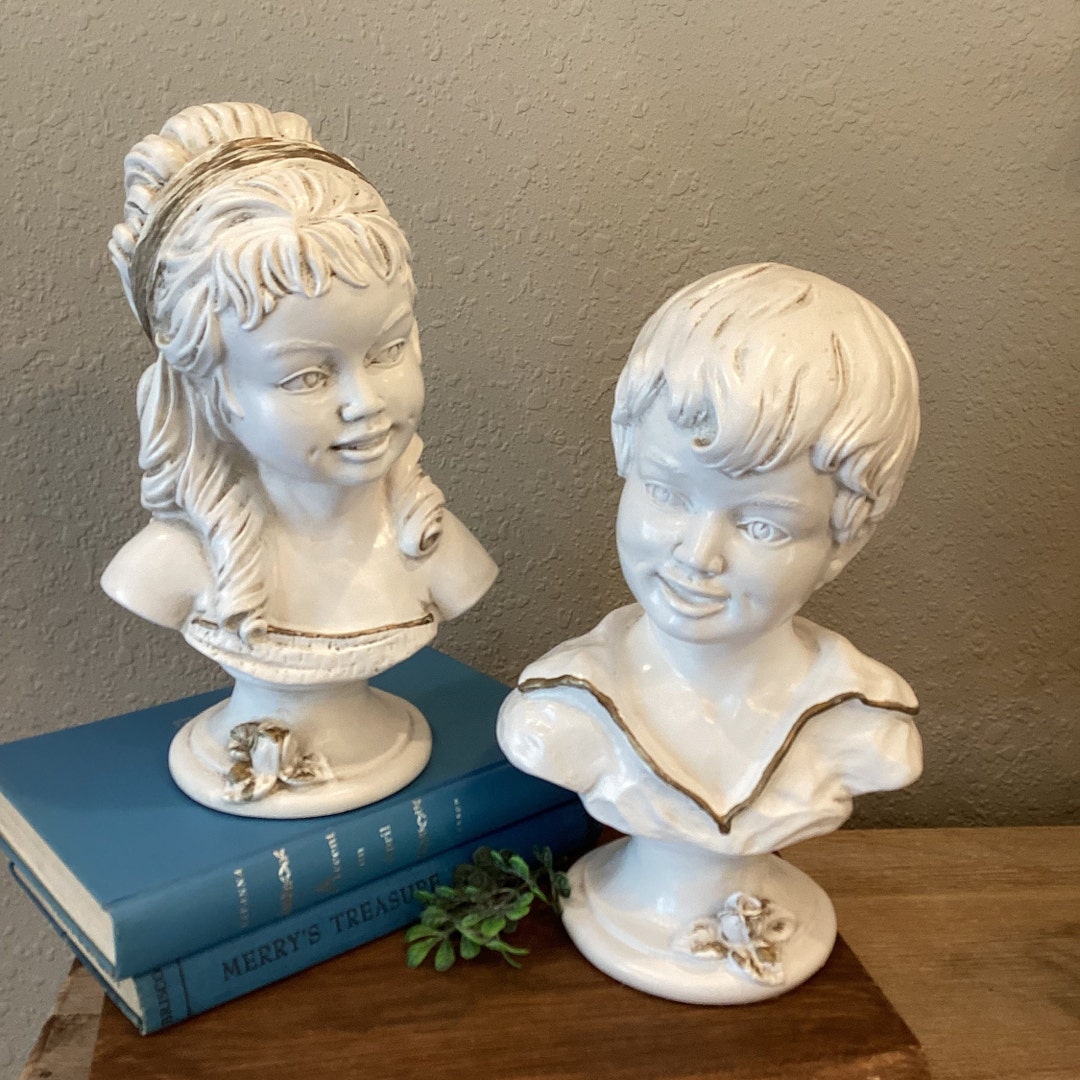 Boy and Girl Busts Universal Statuary Corp. 1962 Etsy