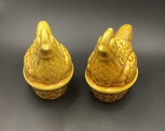 Vintage Hen on Basket Salt and Pepper Shakers