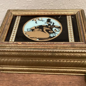 Vintage Silhouette Jewelry Box Gold Wood