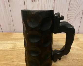 Vintage Wood Carved Mug