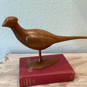Vintage Wooden Bird Sculpture MCM Decor